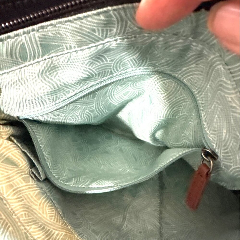 The Sak Black Leather Backpack Crossbody with Mint Patterned Interior - Picture 7 of 10